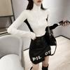 Jaqueta Cardigan de Tricô com Zíper Estilo Hong Kong para Mulheres 2023 Outono Novo Slim Fit Gola Alta Manga Longa Curta Tendência