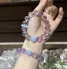 Pulseira Transparente de Ametista Natural, Cristal Torre Amarelo Tipo Gelo, Pulseira de Cristal de Pedra da Lua Atrai-Fortuna para Mulheres, Edição de Verão com Múltiplas Pedras
