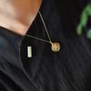 Collar personalizado Linlang trébol hierba de la suerte colgante plata S925 incrustado jade Hetian plano liso flor de plata para hombres y mujeres