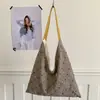 Bolsa de Ombro Grande de Bolinhas Estilo Coreano Transfronteiriça, Bolsa de Lona Moda Vintage, Bolsa de Ombro Versátil Casual para o Dia a Dia