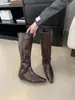 Botas Altas de Temporada Primer Encuentro, Botas Ajustadas, Nueva Colección Otoño/Invierno 2026, Puntera Cuadrada Retro, Efecto Adelgazante, Tacón Oculto, Botas Largas para Mujer