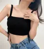 Novo Estilo Menina Apimentada Alça Camisola Cor Sólida Roupa Interna e Externa Tomara que Caia com Bojo Costas Bonitas Emagrecedor Versátil Regata para Mulheres