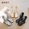 Sandalias para Niñas Talla 26-37, Verano 2026 Perla Moño Suela Suave Estilo Hada Caña Alta Romanas para Niños Mayores