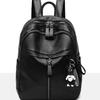 Mochila para mujer, estilo coreano, moderna, de piel sintética suave, sencilla, informal, negra, tipo bandolera de hombro.