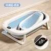 Tina de Baño para Bebé con Sensor de Temperatura Uso en Casa Plegable Antideslizante Tina de Baño para Bebé Puede Sentarse y Acostarse Tina de Baño Ampliada para Niños