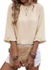 2026 Ropa de Mujer Europea y Americana Sitio Independiente de Amazon Verano Nueva Moda Cuello Redondo Encaje Manga Media Camisa Top