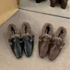 Zapatos de Mujer Mocasines Retro de Tacón Grueso 2025 Nuevos Zapatos de Felpa y Piel para Otoño e Invierno Zapatos Pequeños de Cuero Zapatos Cálidos de Algodón