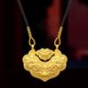 Ouro Puro 999 Ouro Antigo Peixe-boi Peixe-koi Bolsa com Cadeado Colar Feminino Cofre Pingente de Cadeado da Longevidade Presente para Mãe Namorada