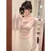 Estilo Preguiçoso Macio e Ceroso Gola Rolê Camisa de Malha para Usar por Baixo para Mulheres no Outono e Inverno Novo Estilo High-End Doce e Picante Manga Única Top Interno