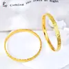 Pulsera Auspiciosa de Hielo Triturado de Tres Caras para Mujer, Oro Arena Estilo Antiguo, Dorado Cobre con Textura Amplia Brillante Estilo Retro Chino Venta al por Mayor