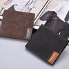 E-commerce transfronterizo para hombre billetera corta retro europea y americana cuero suave billetera esmerilada patrón de lona billetera para licencia de conducir a la moda