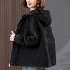 Parka Curta Acolchoada Grossa com Forro de Fleece 100% Algodão Feminina Outono e Inverno 2024 Nova Tamanho Grande Casual Casaco Acolchoado de Algodão para Mães