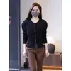 Tejido para Mujer Manga Larga Nueva Moda Casual Cárdigan Corto Temperamento de Principios de Otoño Reductor de Edad Estilo Coco Chanel Top