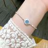 Pulsera de plata de ley 925 con aguamarina natural para mujer, con un toque fresco y sencillo de hielo agrietado.