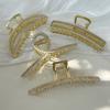 Pinza de Diamante de Garra de Perlas de Doble Fila Sentido de Alto Nivel Parte Posterior de la Cabeza Ins Corea del Sur Pinza Pasador Pinza de Tiburón Accesorios Elegantes para el Cabello