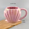 Caneca de Cerâmica Criativa com Concha Transfronteiriça Xícara de Café Presente de Alto Padrão Xícara de Cerâmica Chá da Tarde Personalização de Natal