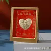 Marco de Fotos 3D con Lámina Dorada Atrae Riqueza Adorno de Escritorio Calabaza Dios de la Riqueza Bolsa de la Suerte Decoración de Escritorio Souvenir de Inauguración Reunión Anual Regalo