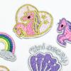 Etiquetas Adhesivas Bordadas por Computadora Serie de Pegatinas de Tela Bordadas de Dibujos Animados Unicornio Pegatinas DIY Pegatinas de Parche Conejo Lazo