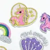 Etiquetas Adhesivas Bordadas por Computadora Serie de Pegatinas de Tela Bordadas de Dibujos Animados Unicornio Pegatinas DIY Pegatinas de Parche Conejo Lazo