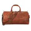 Novedad 2023 bolsa de viaje marrón para hombre de gran capacidad de piel de vaca de primera capa bolsa de equipaje de cuero para viajes cortos