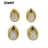 MPR127 Anillo Clásico para Hombre y Mujer, Forma de Gota de Agua Grande Retro Neutro, Incrustación de Circonita de Colores, Chapado en Oro de 18k