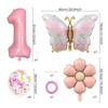 Traje de globo de mariposa rosa margarita mate, confeti de látex, decoración para fiesta de cumpleaños infantil, diseño de carnaval