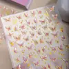 Cyansea Nuevas Pegatinas para Uñas Lámina Dorada Pegatinas 3D para Uñas DIY Mariposa Xiaohongshu Láser Simples Pegatinas Ins