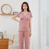 Nueva Ropa de Maternidad de Primavera y Verano con Hilo Cruzado de Manga Corta para el Hogar Casual y Cómoda Ropa para Después del Parto Almohadilla de Lactancia Removible Ropa para Lactancia