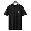 Venta al por mayor del fabricante Seda de Hielo Estilo Hong Kong Casual Camiseta para Hombre Tops de Verano Versátil Simple Estampada Cuello Redondo Manga Corta