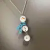 Collar con botón de muñeco de nieve blanco con diseño de otoño e invierno, estilo retro, exquisito y elegante, para fiestas de estudiantes y mujeres.