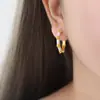 Estilo francés geométrico rodeado de forma de flor de acero de titanio diseño de gota de aceite personalidad no se desvanece aretes para amigas aretes populares