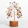 Árbol de Cristal Natural Grava Madera Maciza Adornos Árbol de Cristal Hogar Creativo Oficina Decoración Artesanías Color Modelado Base