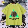Nova Camiseta Delta Force Weilong Rosa Vermelho Comedor de Ouro Lobo para Meninos, Manga Curta Estudante Solta Tendência