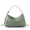 Nuevo Bolso Tejido de Cuero Genuino de Alta Gama, Bolso de Mano para Mujer de Piel de Vaca de Primera Capa, Bolso Dumpling Nicho de Lujo Ligero para Hombro Único Cruzado