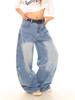 Jeans Bordados Retro Americanos para Hombre 2025 Verano Nuevo Suelto Moderno Pierna Ancha Desgastado Cimitarra Pantalones Largos