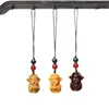 Colgante de Joyería para Cadena de Teléfono Móvil Tallado de Dibujos Animados de Sándalo Verde, Accesorios Colgantes para Llavero de Bolso de Hombre y Mujer de Palo de Rosa