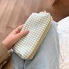 Bolsa de Maquillaje a Cuadros Fresca para Mujer, Mascara de Pestañas, Lápiz de Cejas, Almacenamiento de Maquillaje, Estuche Escolar, Bolsa Cosmética Portátil Tridimensional