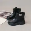 Botas Martin Estilo Británico para Niñas de 6-12 Años Invierno Nuevo Estilo Botas Cortas Cálidas con Felpa Botas de Cuero para Niños Suela Suave Antideslizante Botas de Invierno