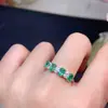Anéis de esmeralda natural são todos pedra principal incrustada em ouro tamanho 3*5mm prata de lei 925 incrustação de precisão