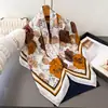 Lenço Quadrado Grande de Seda Imitação Rosa Romântico Estilo Francês, Xale Estampado Vintage, Lenço de Pescoço, Lenço Feminino com Padrão Espinha de Peixe, Lenço de Cabeça