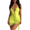 Vestido Feminino de Verão com Alça de Franja e Alça Vazada, Estilo Hot Girl Sexy, Costas Abertas, Curto SU3371