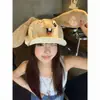 Boina fofa de pelúcia com orelhas de coelho estilo cartoon japonês para mulheres, versátil para passeios de verão, faz o rosto parecer menor, chapéu octogonal