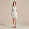 Camisón de satén con escote en V para mujer, falda corta ajustada de color liso para llevar debajo, ropa de casa fina de verano sexy Pura Deseo