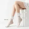 Calcetines JK Transpirables de Encaje con Adorno de Mariposa para Primavera y Verano, Calcetines Lolita Dulces y Lindos Estilo Academia, Calcetines de Media Pantorrilla Moldeadores y Adelgazantes