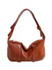 Bolsa de mão retrô de couro macio de grande capacidade para mulheres, nova moda 2026 bolsa de bolinho plissada, bolsa de ombro casual e estilosa para o trabalho