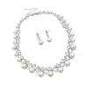 Brincos e Colar de Pérolas Incrustados com Diamantes Estilo Retrô Francês, Corrente de Clavícula Exquisita Estilo Palácio, Conjunto de Joias de Nicho para Mulheres