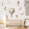Pegatinas de pared retro de estilo nórdico de globo aerostático con lunas, nubes y estrellas - autoadhesivas, para sala de estar, pasillo o decoración de pared de fondo - venta al por mayor