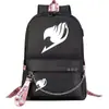 Mochila escolar USB de dibujos animados transfronteriza de cola de hadas para jóvenes de primaria y secundaria, mochila casual con cinta para hombres y mujeres