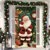 Cortina de puerta navideña TEMU para tienda independiente de Amazon transfronteriza, cortina de puerta de Papá Noel, fondo festivo para fiestas, cortina colgante para puerta