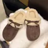 Pantuflas de invierno 2026 para mujer, de suela gruesa, con lazo y diseño mullido, versátiles y sencillas, con punta cerrada.